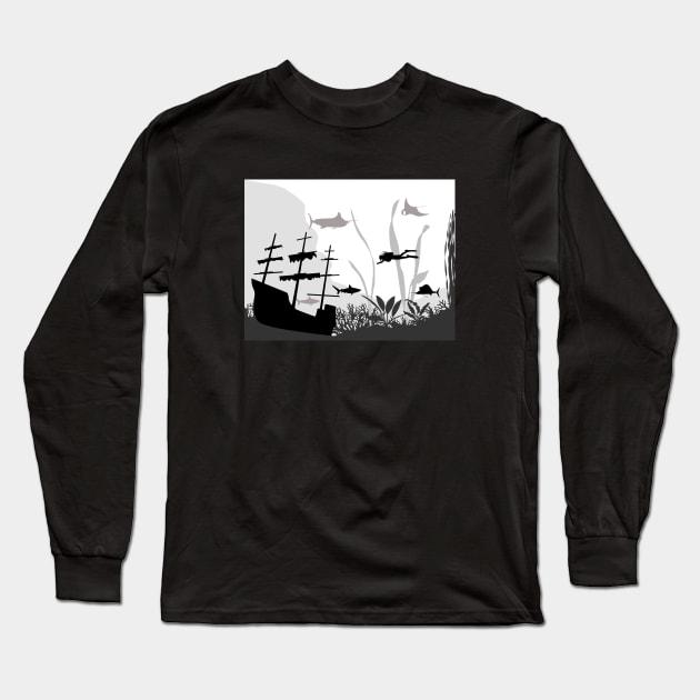 Sunken ship Long Sleeve T-Shirt by Viktoria1703